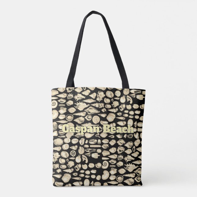 Bolso De Tela Shell- Mar de conchas - Negro (Reverso)
