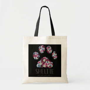Bolso De Tela Sheltie Mama Floral Paw Shetland Sheepdog Mom