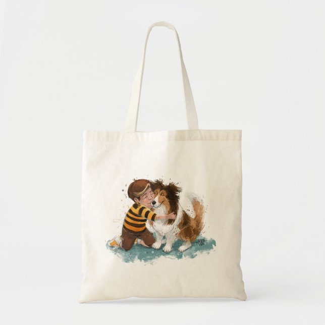 Bolso De Tela Sheltie y Boy Dog Hug (Frente)