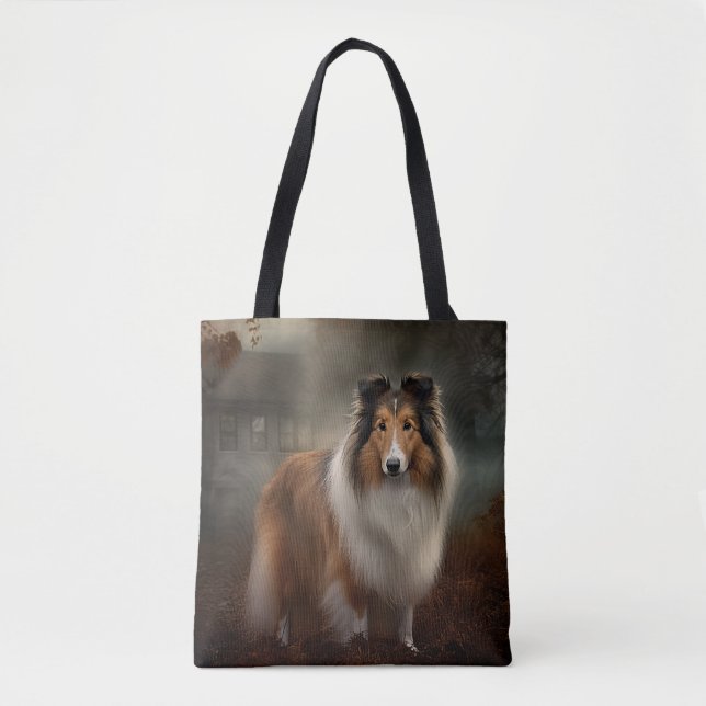 Bolso De Tela Shetland Sheepdog Halloween Scary (Anverso)