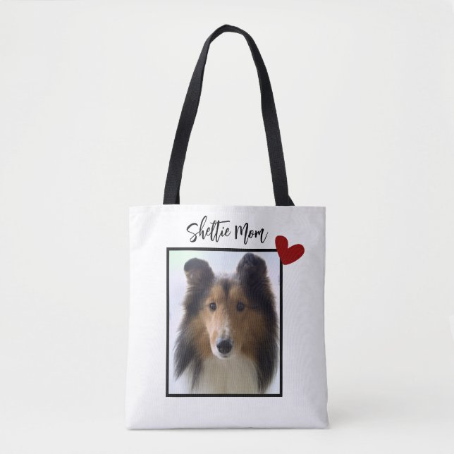 Bolso De Tela Shetland Sheepdog Photo Sheltie Mom (Anverso)