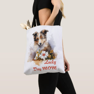 Bolso De Tela Shetland Sheepdog Puppy Mascota Flor acuática