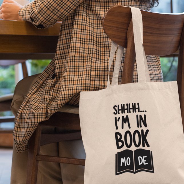 Bolso De Tela Shhh estoy en modo libro regalo bibliotecario de B (Shop now and let the world know you're proudly in "Book Mode!)