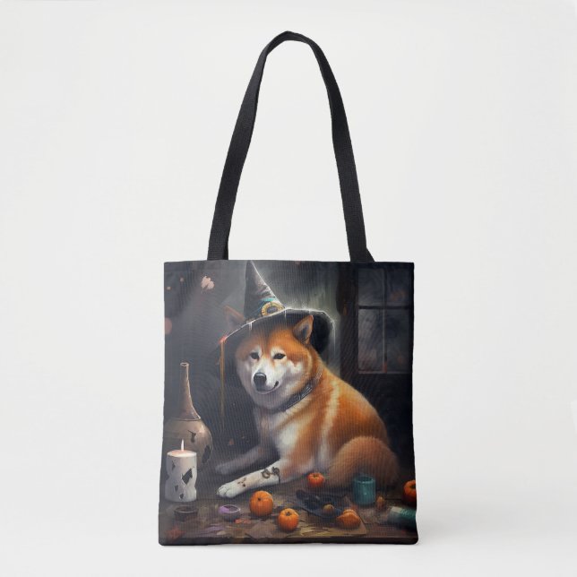 Bolso De Tela Shiba Inu Calabazas Halloween Da Miedo (Anverso)