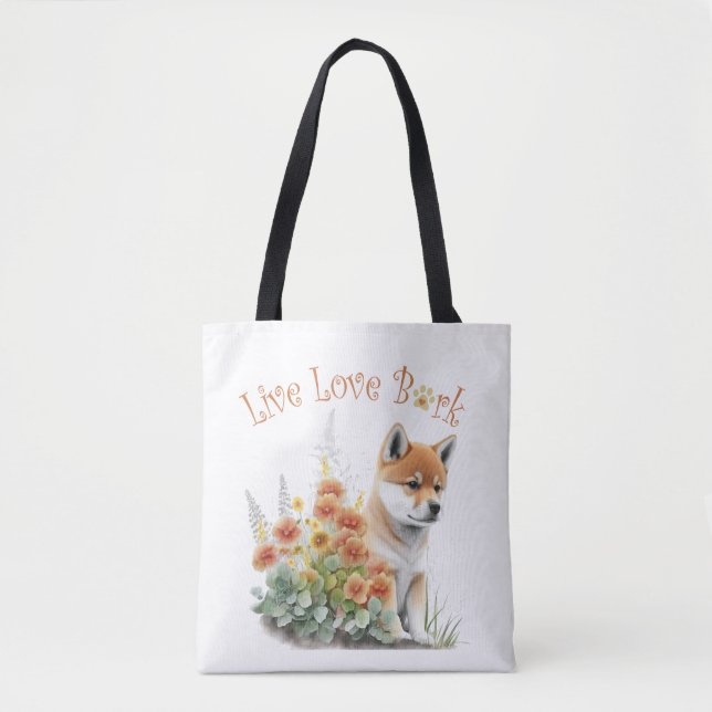 Bolso De Tela Shiba Inu Dog Mom Floral (Anverso)