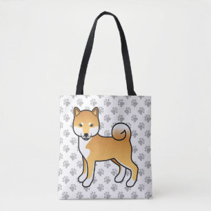 Bolso De Tela Shiba Inu Rojo Perro De Dibujos Animados Lindo & P