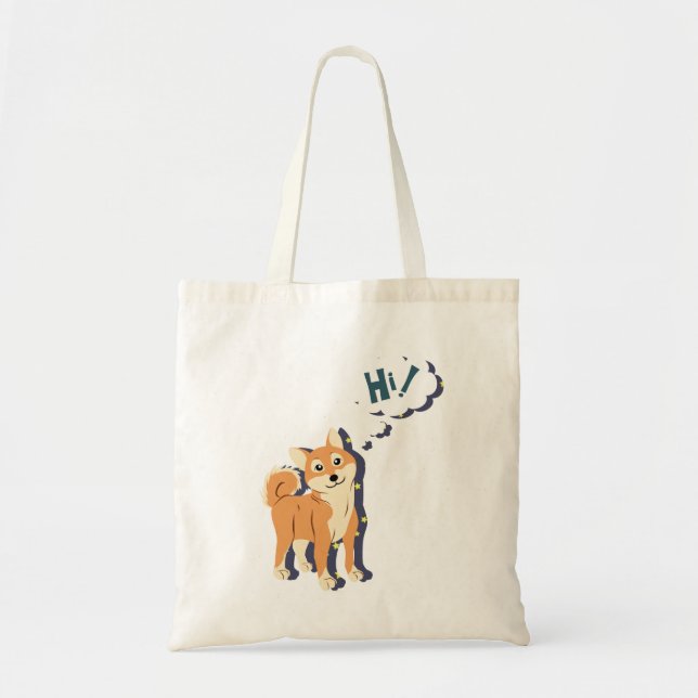 Bolso De Tela Shiba pensativo Inu (Frente)