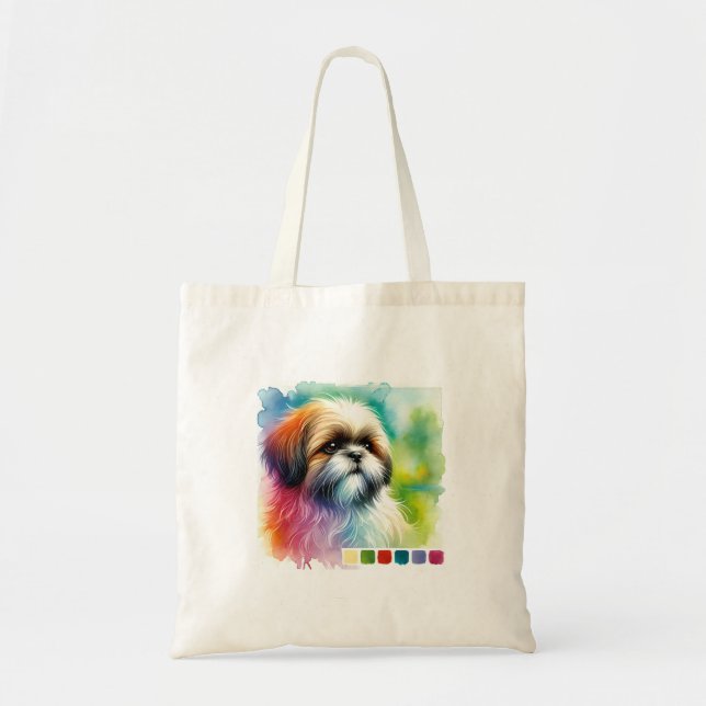 Bolso De Tela Shih Tzu Dog 200924AREF131 - Watercolor (Frente)