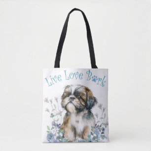 Bolso De Tela Shih Tzu Dog Mom Floral
