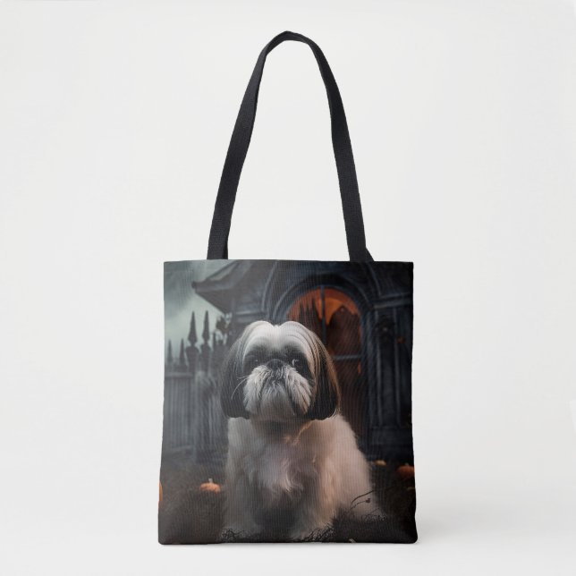 Bolso De Tela Shih Tzu Halloween Sasuy (Anverso)