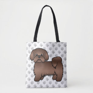 Bolso De Tela Shih Tzu marrón hígado Perro de dibujos animados l