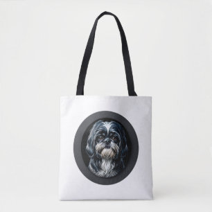 Bolso De Tela shih tzu negro
