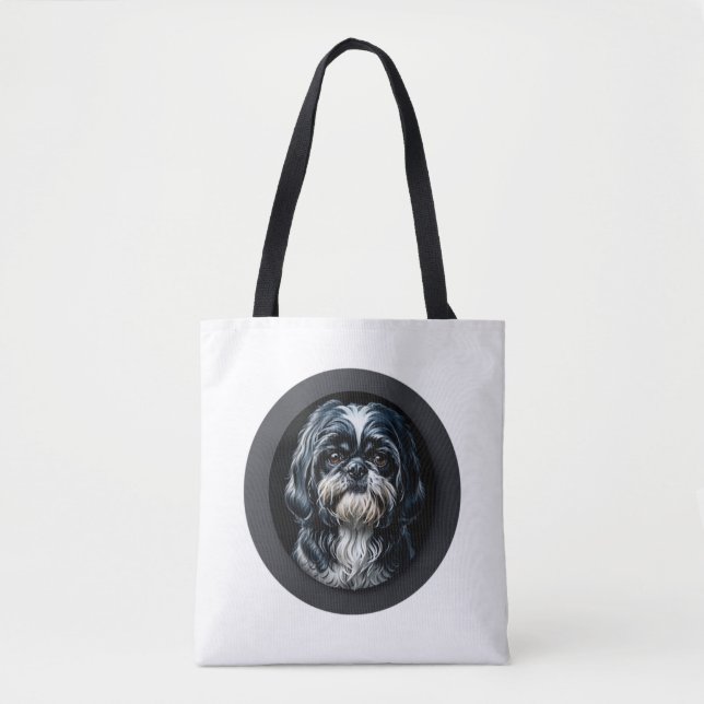 Bolso De Tela shih tzu negro (Anverso)