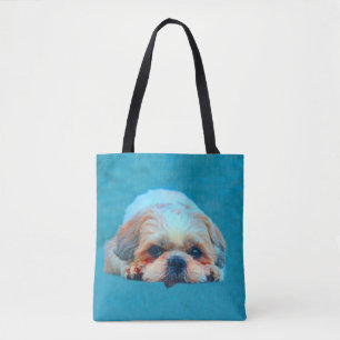 Bolso De Tela Shih Tzu Perro Agua color arte Retrato