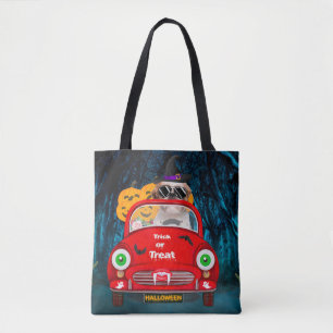 Bolso De Tela Shih Tzu Perro conduciendo coche asusta Halloween