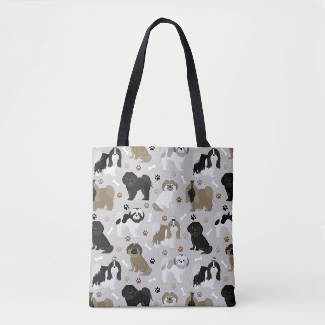 Bolso De Tela Shih Tzu Perro garras y huesos (Anverso)