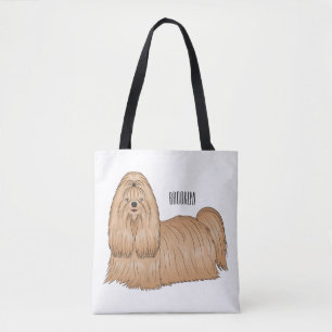 Bolso De Tela Shih tzu personalizado de pelo largo ilustracion
