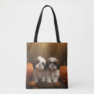 Bolso De Tela Shih Tzu Puppy Calabaza deslumbrante de otoño