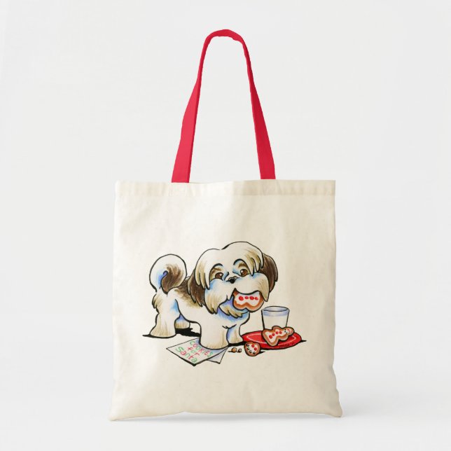 Bolso De Tela Shih Tzu Santa Cookie Thief (Frente)