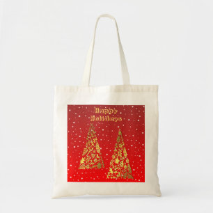 Bolso De Tela Shiny Golden Christmas Tree Holiday Tote Bag