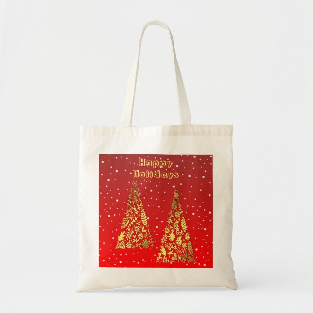 Bolso De Tela Shiny Golden Christmas Tree Holiday Tote Bag (Frente)