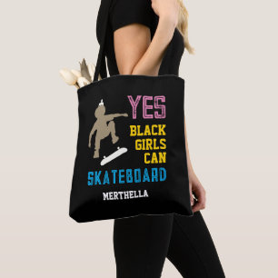 Bolso De Tela SÍ CHICAS PUEDEN PATINAR A Chica Retro Afro Skater