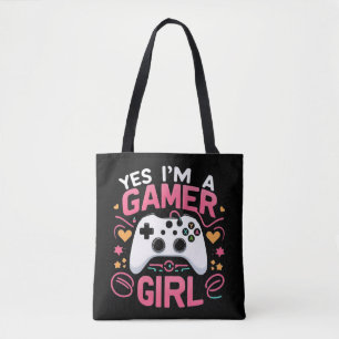 Bolso De Tela Sí, soy una chica jugadora: Controlador rosa y bla