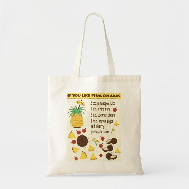 Bolso De Tela Si Te Gusta El tote Pina Coladas (Frente)