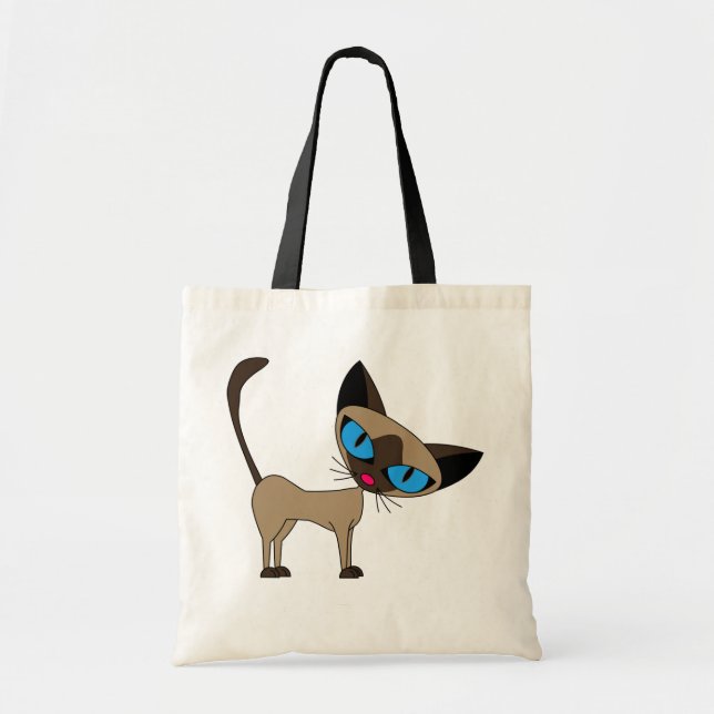 Bolso De Tela Siamés si usted por favor - gato siamés del dibujo (Frente)