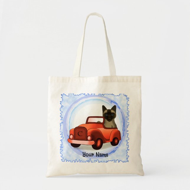 Bolso De Tela Siamese Cat Driving Car  (Frente)