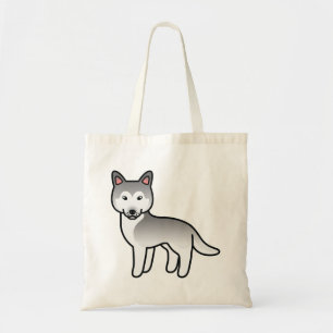 Bolso De Tela Siberian Husky Dog, Personalizado Gris Y Blanco