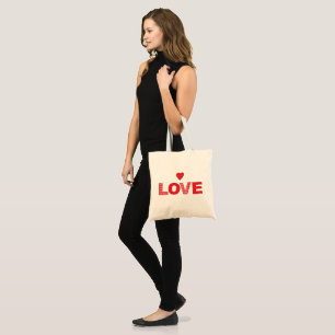 Bolso De Tela Siempre AMO con la tipografía del corazón rojo