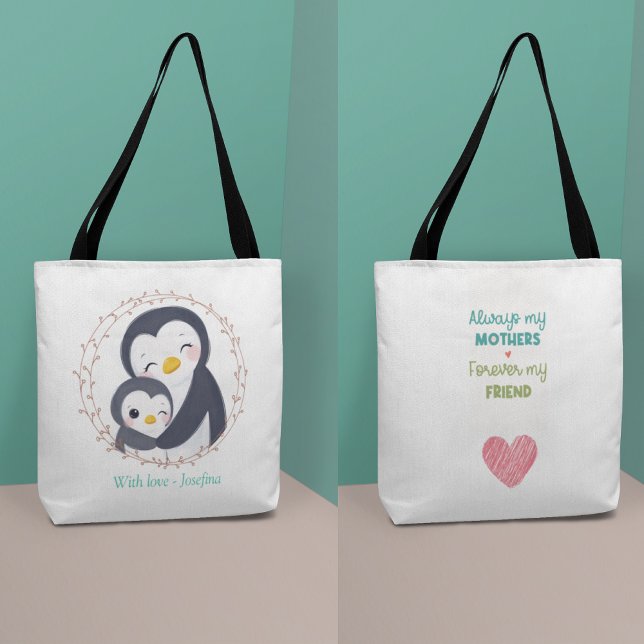 Bolso De Tela Siempre mi madre - bebé pingüino (Always my Mother - Penguin Mum Baby Tote Bag)