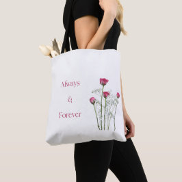 Bolso De Tela Siempre & Por Siempre Floral Romántico Aniversario
