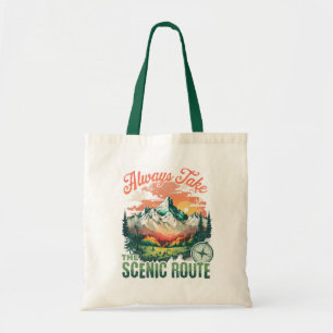 Bolso De Tela Siempre Tome La Ruta Escénica – Montaña Vintage
