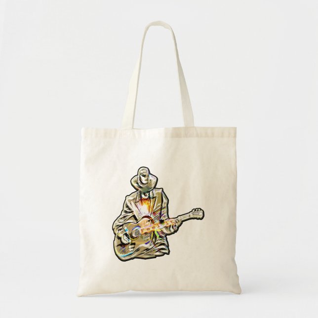 Bolso De Tela Sienta el Blues - Diseño artístico de guitarra (Frente)