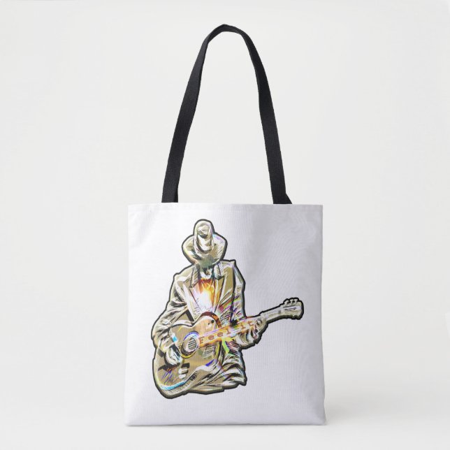 Bolso De Tela Sienta el Blues - Diseño artístico de guitarra (Anverso)