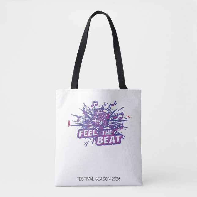 Bolso De Tela Siente el Ritmo | Micrófono Retro Personalizado Mu (Anverso)