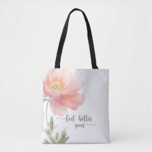 Bolso De Tela Siente Mejor Preciosa Flor Acuarela De Melocotón B