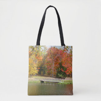 Bolso De Tela Siete Springs Fall Bridge III Paisaje de Otoño