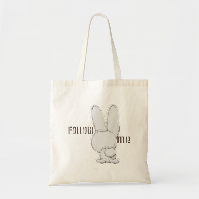 Bolso De Tela siga el conejo blanco (Frente)