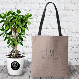 Bolso De Tela Signature True Taupe Monogram Tote with Soft Shine