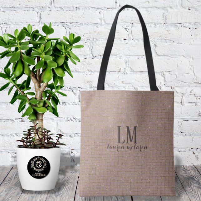 Bolso De Tela Signature True Taupe Monogram Tote with Soft Shine (Subido por el creador)