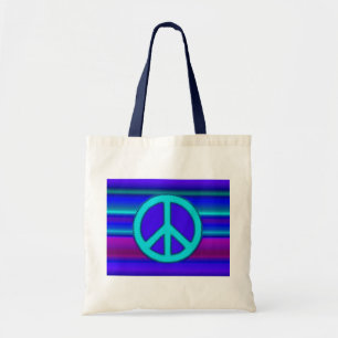 Bolso De Tela Signo azul fractal y de paz