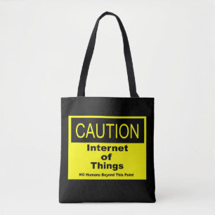 Bolso De Tela Signo de advertencia de advertencia de Internet of