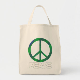 Bolso De Tela Signo de la paz con el texto del esquema, las