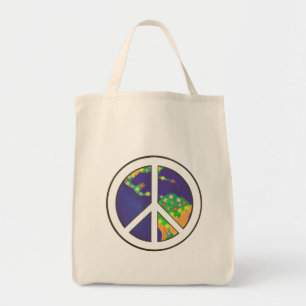 Bolso De Tela Signo de la paz de la tierra del planeta, las
