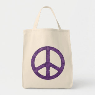 Bolso De Tela Signo de la paz púrpura apenado