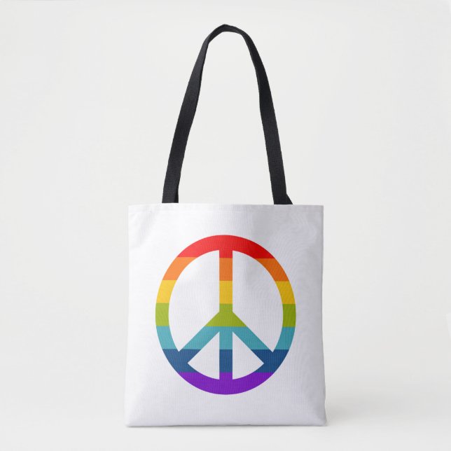 Bolso De Tela Signo de paz arcoiris (Anverso)