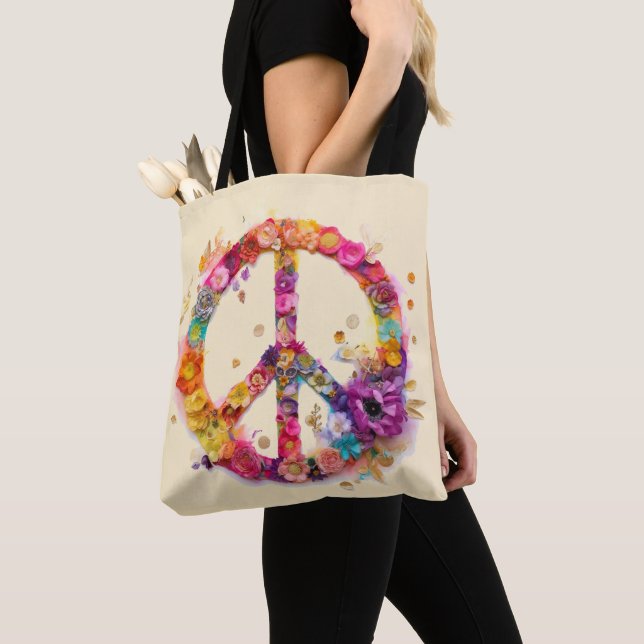 Bolso De Tela Signo de Paz Boho Hippy 60s 70s (Detalle)